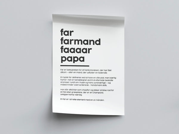 Fars dag plakat - definitionen af far