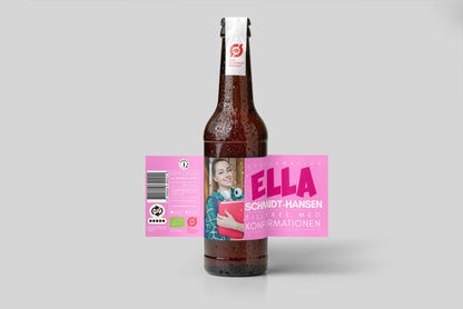 Konfirmation - Øl med billede og navn - PINK