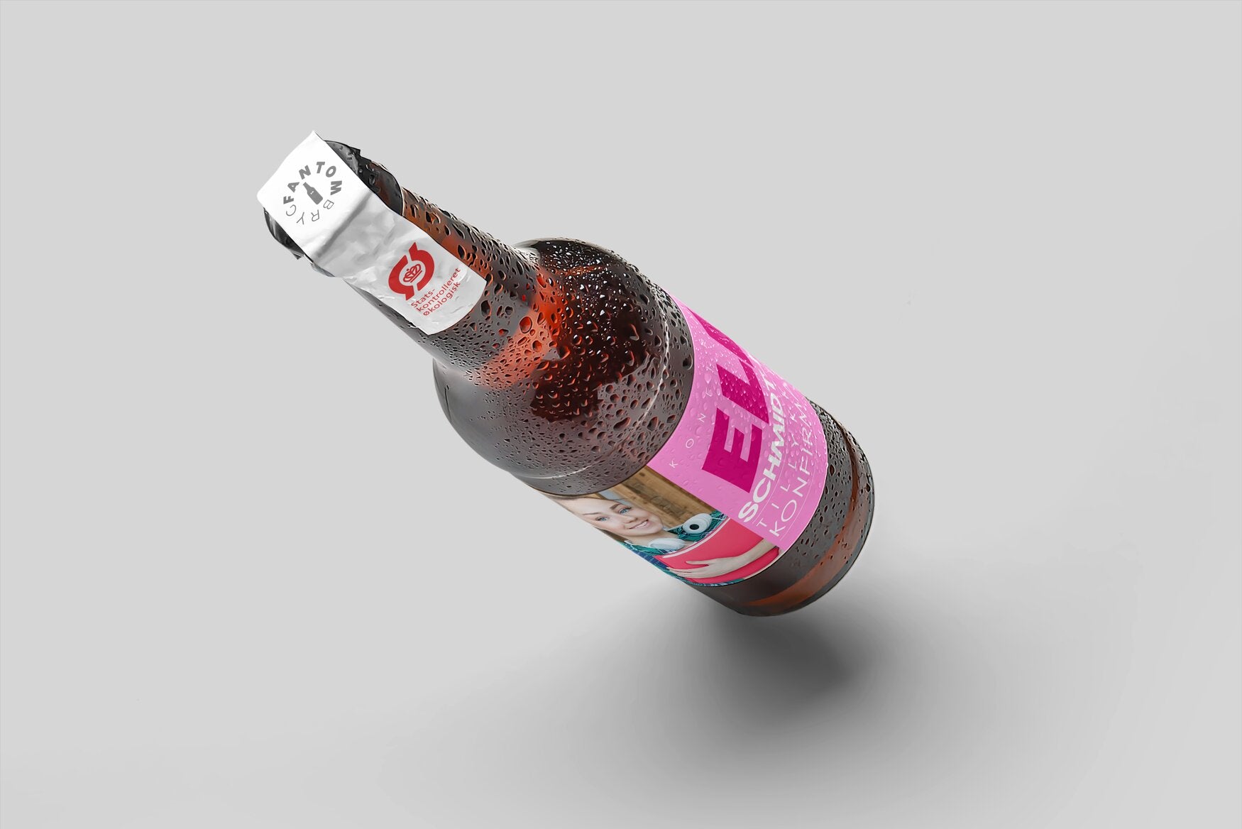 Konfirmation - Øl med billede og navn - PINK