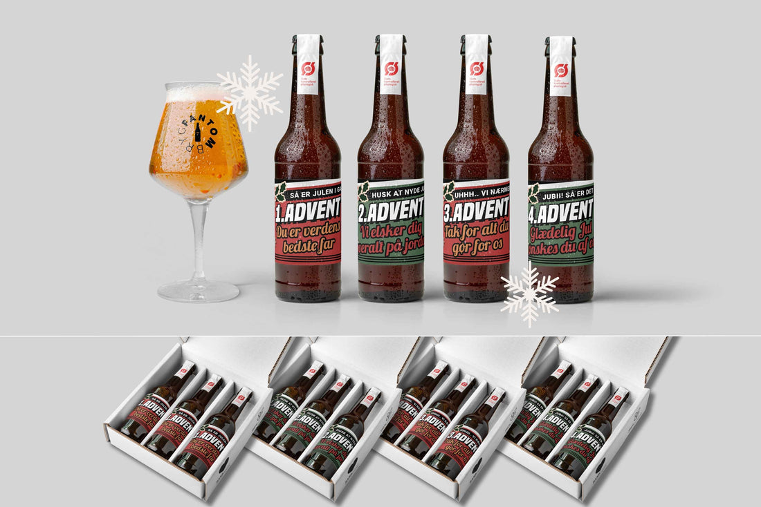 Personlig øl adventskalender med 12 specialøl og egne etiketter